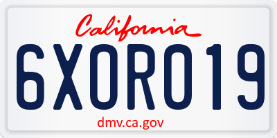 CA license plate 6XOR019
