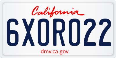 CA license plate 6XOR022