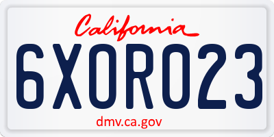 CA license plate 6XOR023