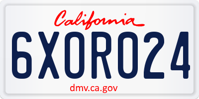 CA license plate 6XOR024