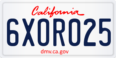 CA license plate 6XOR025