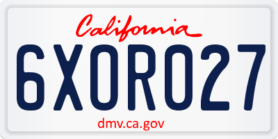 CA license plate 6XOR027