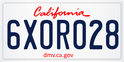 CA license plate 6XOR028