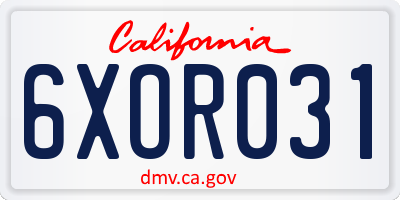 CA license plate 6XOR031