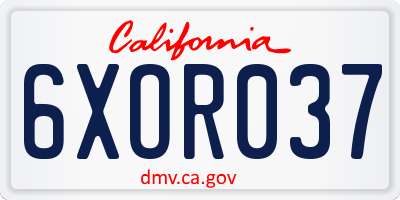 CA license plate 6XOR037