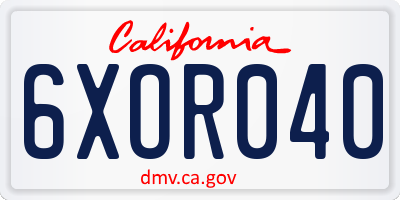 CA license plate 6XOR040