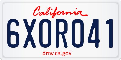 CA license plate 6XOR041