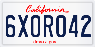 CA license plate 6XOR042