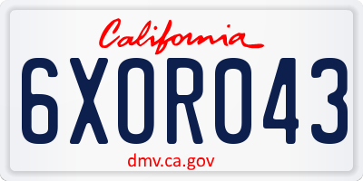 CA license plate 6XOR043