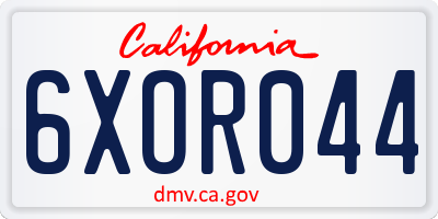 CA license plate 6XOR044