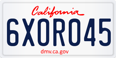 CA license plate 6XOR045