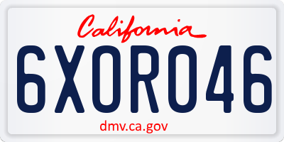 CA license plate 6XOR046