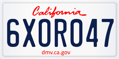 CA license plate 6XOR047