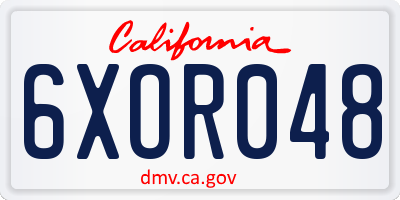 CA license plate 6XOR048