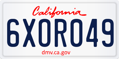 CA license plate 6XOR049