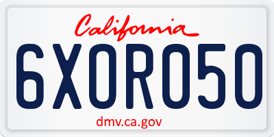 CA license plate 6XOR050