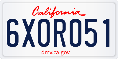 CA license plate 6XOR051