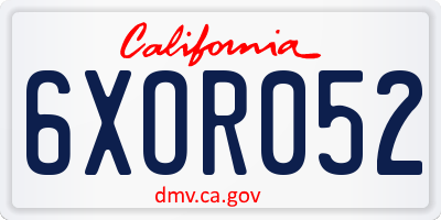 CA license plate 6XOR052
