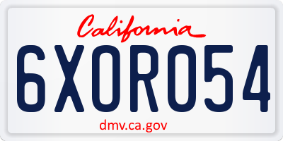 CA license plate 6XOR054