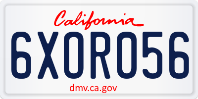 CA license plate 6XOR056