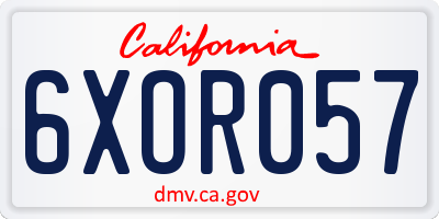 CA license plate 6XOR057