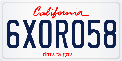 CA license plate 6XOR058