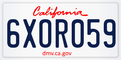 CA license plate 6XOR059