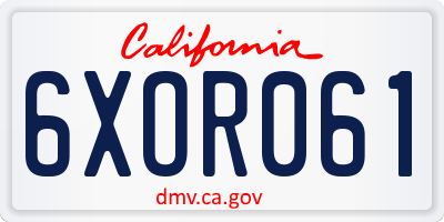 CA license plate 6XOR061