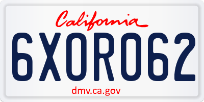 CA license plate 6XOR062