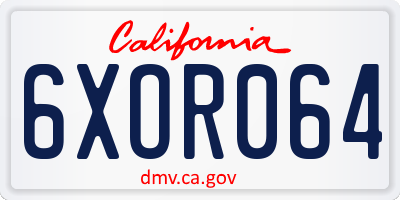 CA license plate 6XOR064