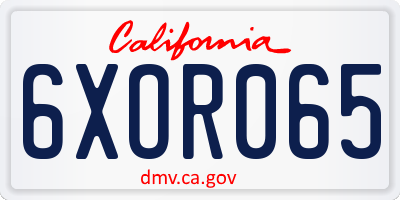 CA license plate 6XOR065
