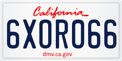 CA license plate 6XOR066