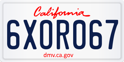 CA license plate 6XOR067