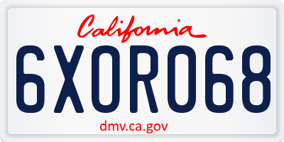 CA license plate 6XOR068