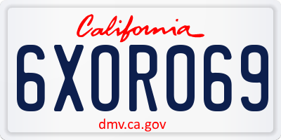 CA license plate 6XOR069