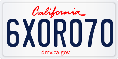 CA license plate 6XOR070
