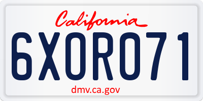 CA license plate 6XOR071