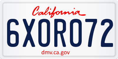 CA license plate 6XOR072