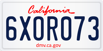 CA license plate 6XOR073