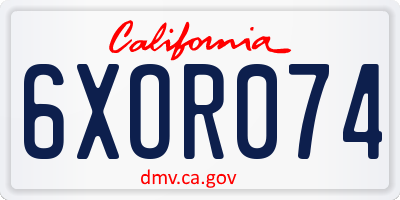 CA license plate 6XOR074