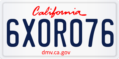 CA license plate 6XOR076