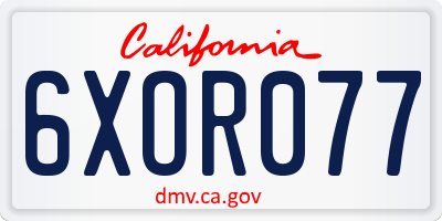 CA license plate 6XOR077