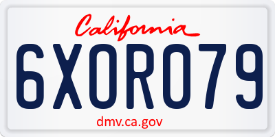 CA license plate 6XOR079