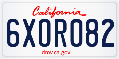 CA license plate 6XOR082