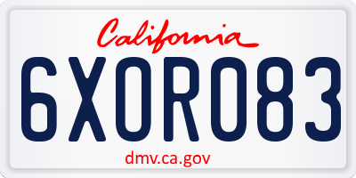 CA license plate 6XOR083