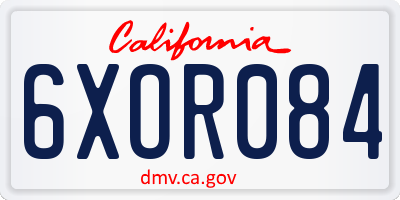 CA license plate 6XOR084