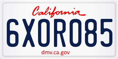 CA license plate 6XOR085