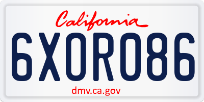 CA license plate 6XOR086