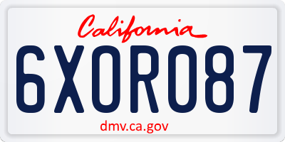 CA license plate 6XOR087