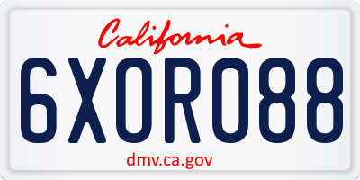CA license plate 6XOR088